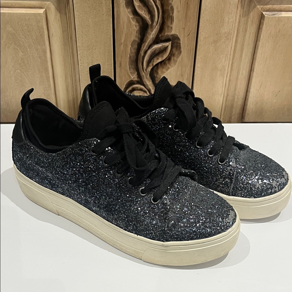 Call It Spring Black Sparkle Sneakers